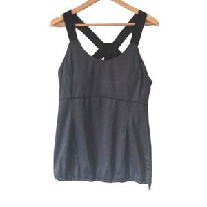 Titika Gray black cinched waist padded athletic tank top sz Medium/Large